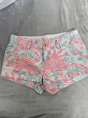Lily Pulitzer Walsh Shorts (size 6) Pink & Aqua Crab-Pattern